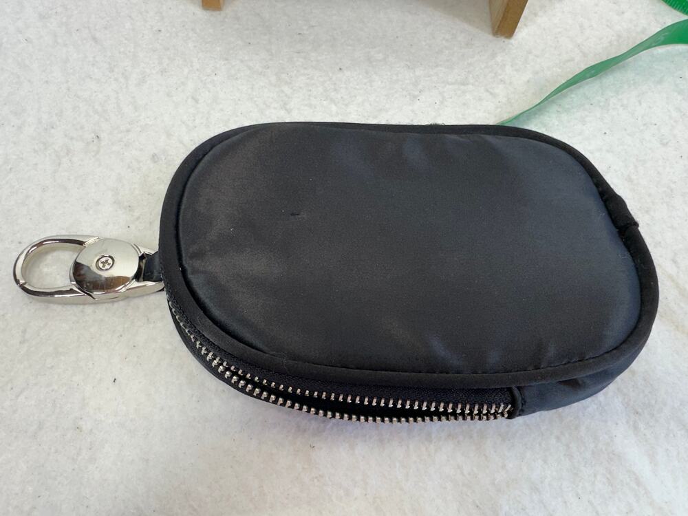 Silence + Noise Black Satin Credit Card Wallet with Silvertone Key Clip Festival